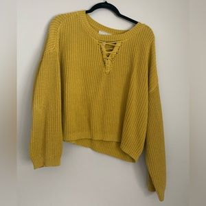 Oversized line green crochet sweater